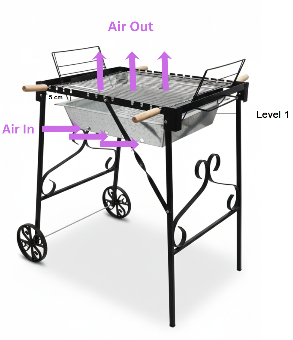 Vota Rustic Garden Charcoal Grill  -Dynamic Airflow Edition -3 Heat Levels