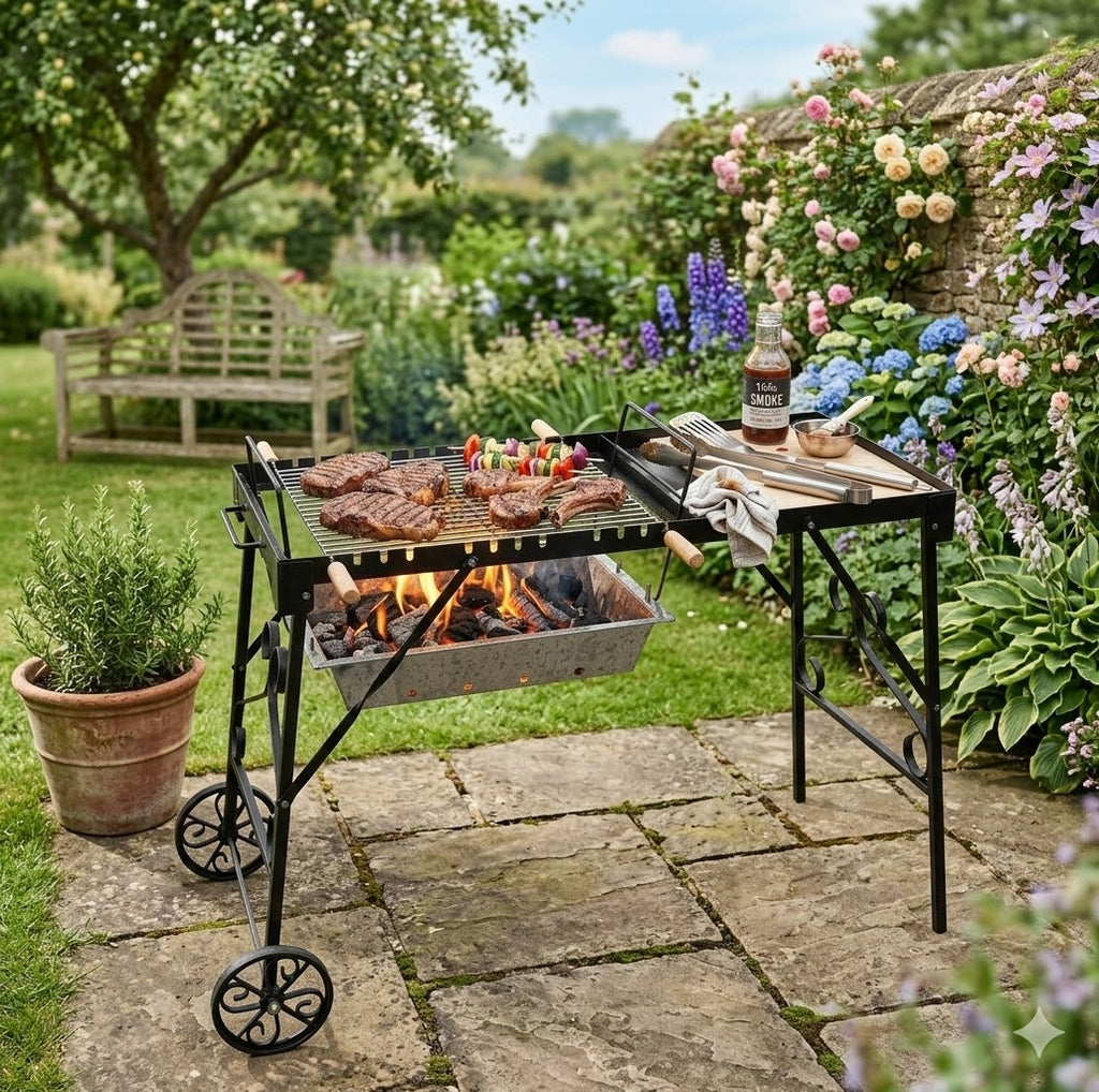 Vota Rustic Garden Charcoal Grill with Serving Rack -Dynamic Airflow Edition -3 Heat Levels