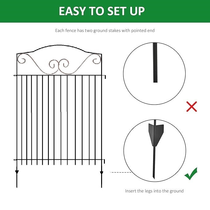 Premium Metal Garden Fence Set (Set of 5 Panels) – Decorative No-Dig Border