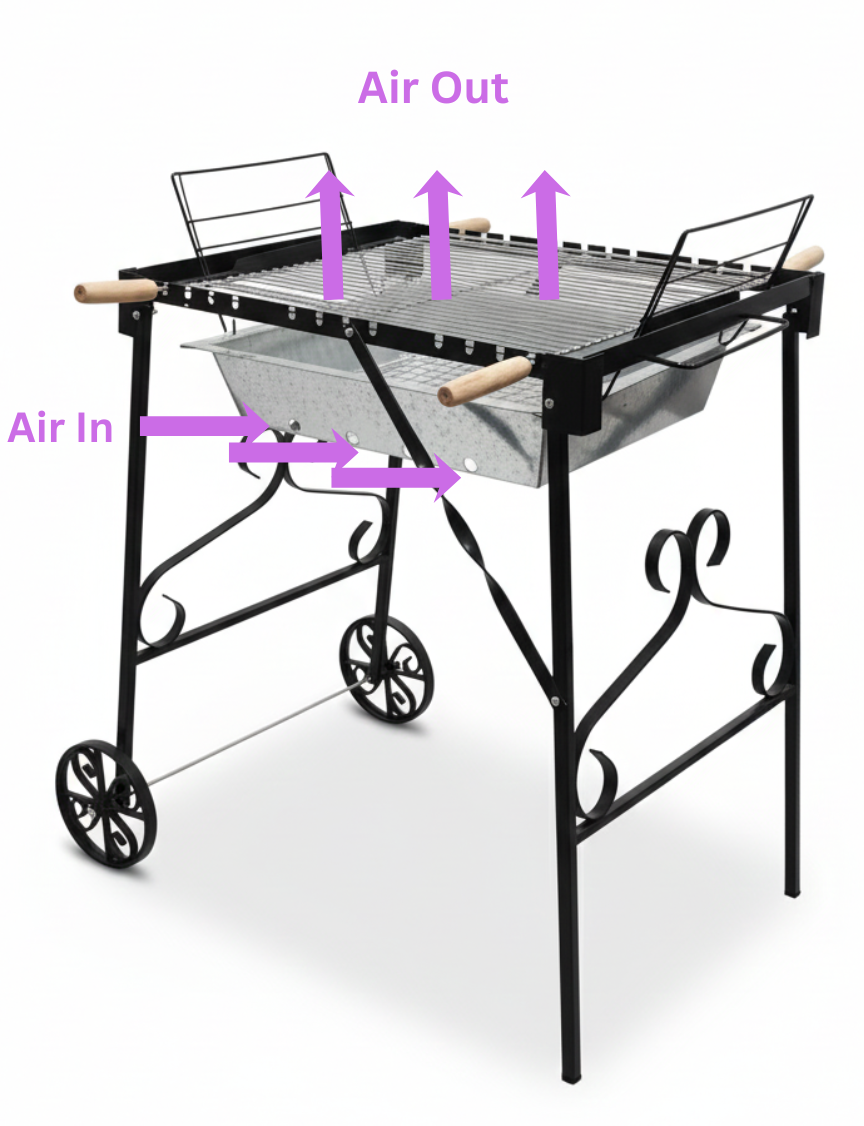 Vota Rustic Garden Charcoal Grill  -Dynamic Airflow Edition -3 Heat Levels