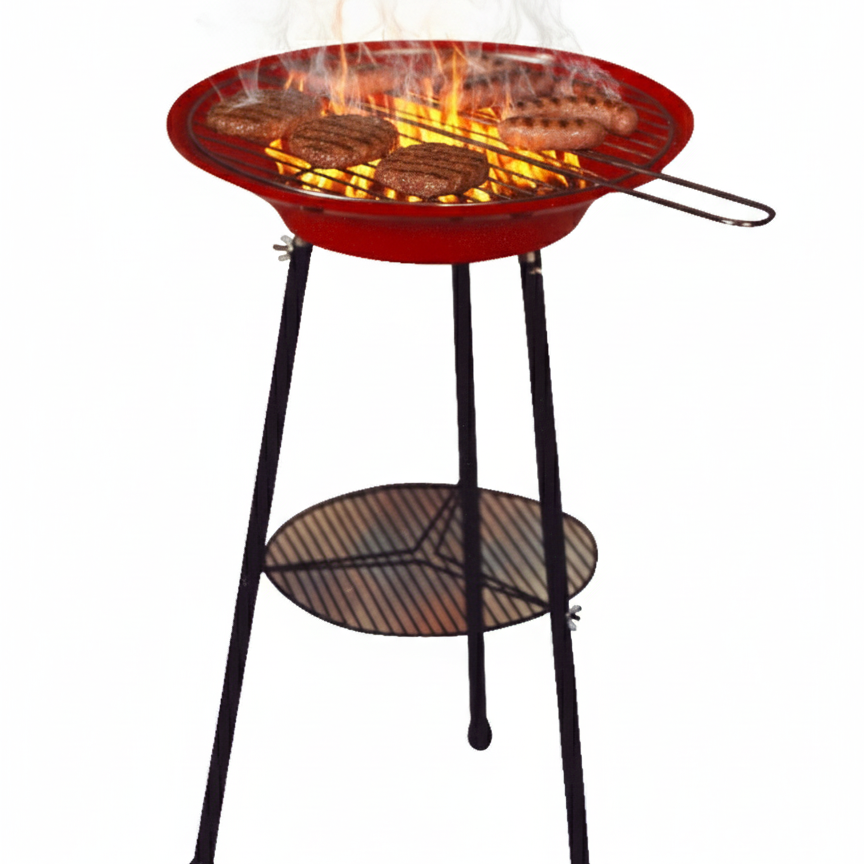 Professional Round Camping Grill with Fixed Heavy-Duty Stand – Maximum Stability BBQ