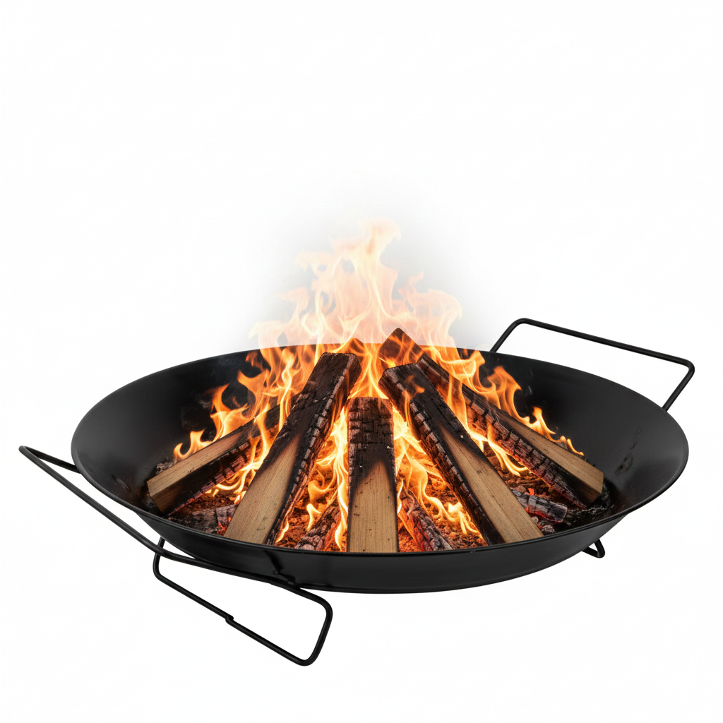 موقد نار ريفي للحديقة | موقد حطب خارجي مصنوع يدويًا من الحديد المطاوع
