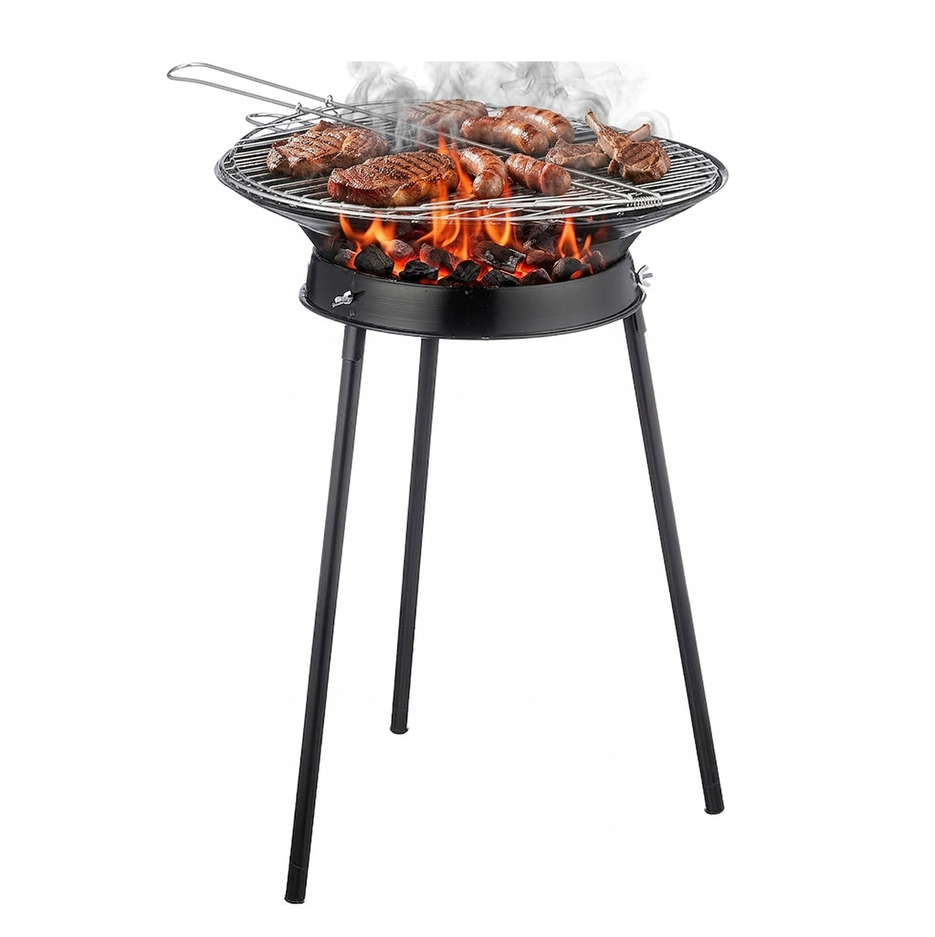Extended-Height Round Camping Grill – Heavy-Duty Outdoor BBQ with Reinforced Support