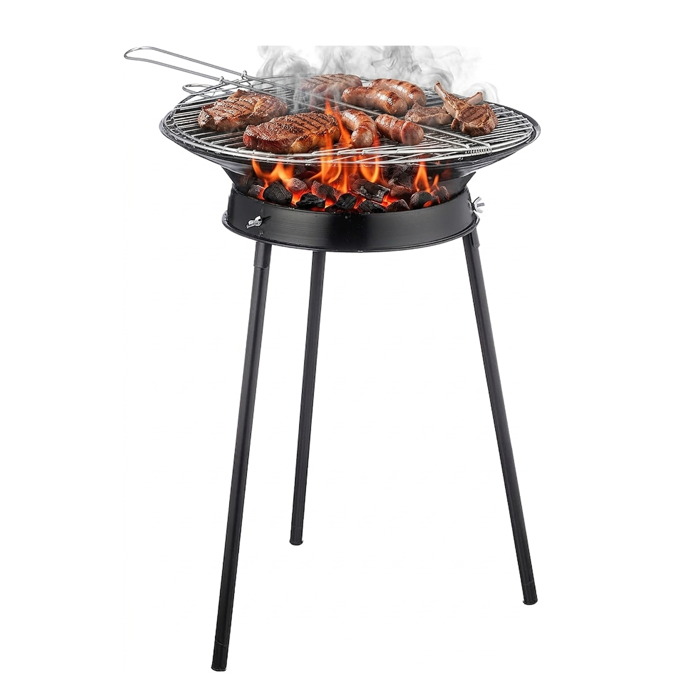 Extended-Height Round Camping Grill – Heavy-Duty Outdoor BBQ with Reinforced Support