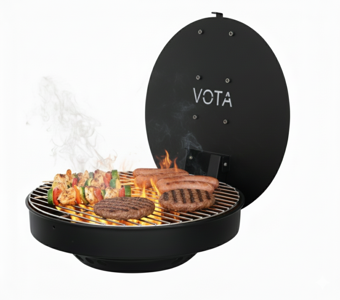 موقد نار وشواية موفر للمساحة يُثبت على الحائط