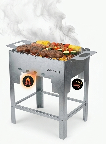 Vota Grills Charcoal Grill with Stand | 30x40 cm | Featuring Air Dynamic Technology