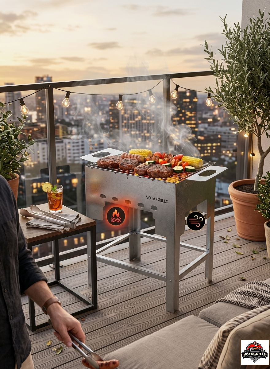 Vota Grills Charcoal Grill with Stand | 30x40 cm | Featuring Air Dynamic Technology