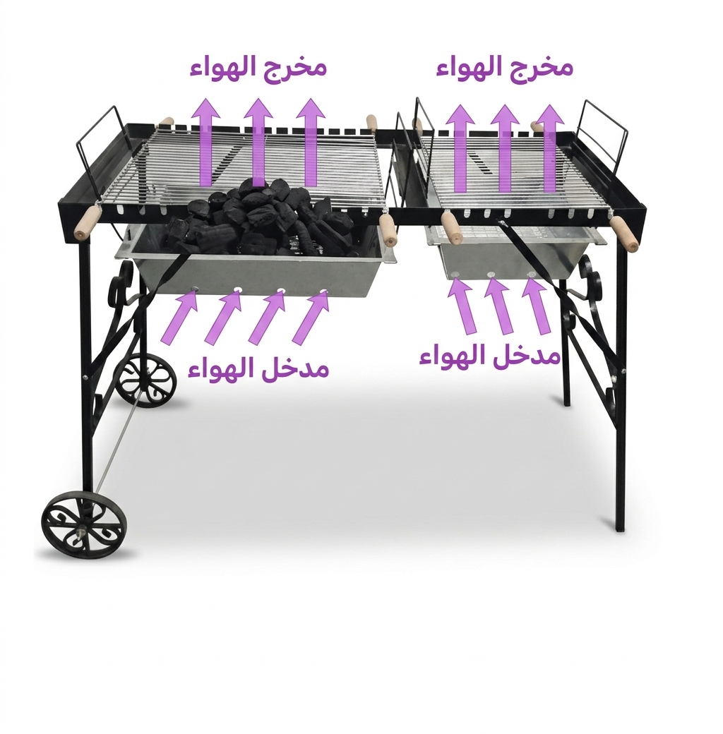 Vota Rustic Garden Double Charcoal Grill -Dynamic Airflow Edition -3 Heat Levels
