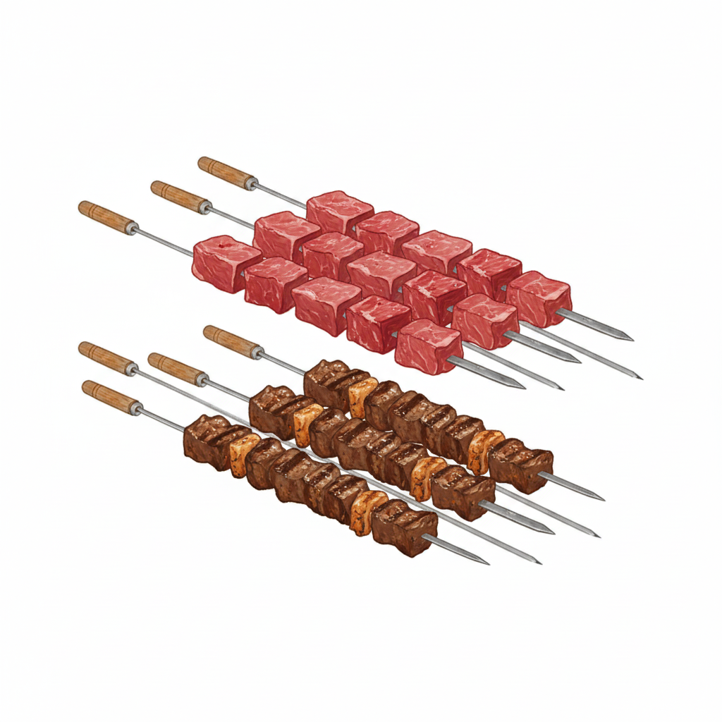 Vota Grills Heavy-Duty BBQ Grilling Bar Set – 6 Piece Skewers