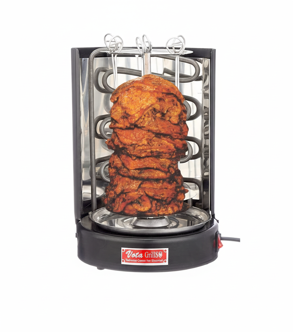 Vota Grills chicken rotisserie on a white background