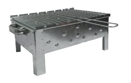 Metal grill with a grid on a white background