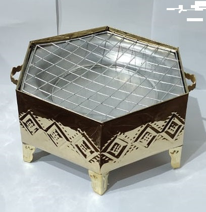 Elite Rust-Resistant Indoor BBQ Grill - Hexagonal Decorative Centerpiece