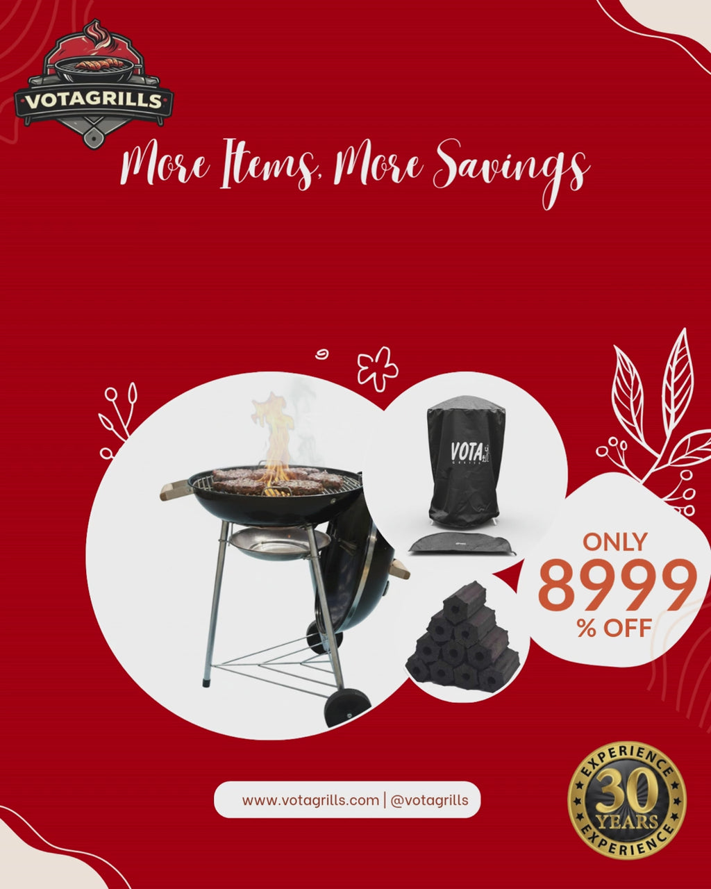 Complete Standard BBQ Bundle - Grill + Cover + Charcoal