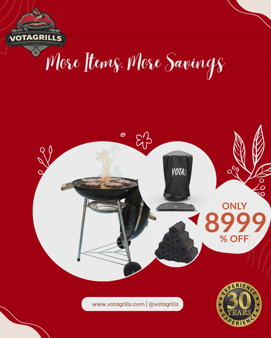 Complete Standard BBQ Bundle - Grill + Cover + Charcoal