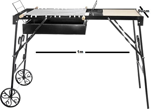 Portable grill with dimensions indicated on a white background votagrills charcoal grill m شوايه فحم فوتا للحدبقه معدن 